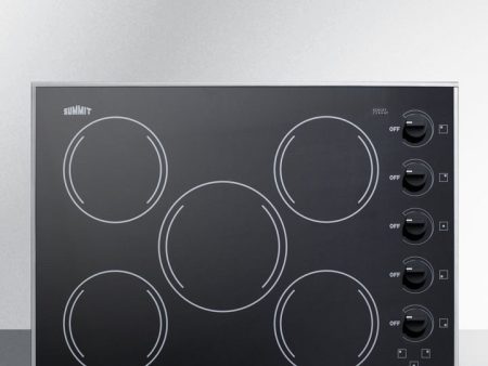 Summit CR5B273B 27  Wide 230V 5-Burner Radiant Cooktop For Sale