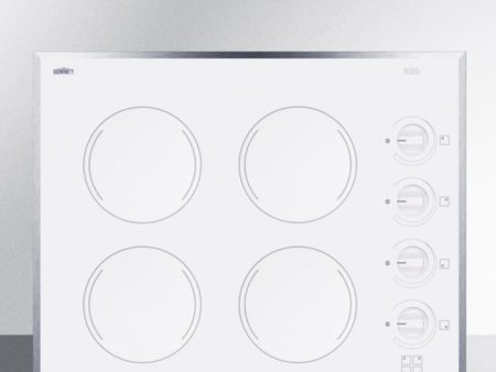 Summit CR424WH 24  Wide 4-Burner Electric Cooktop In Smooth White Ceramic Glass Finish Online Sale