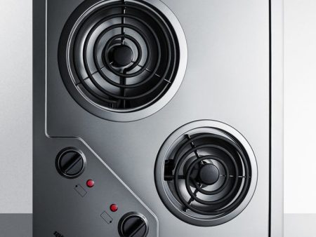 Summit CR2B224S 2-Burner 230V Electric Cooktop Designed For Portrait Or Landscape Installation, With Coil Elements And Stainless Steel Finish Online Sale