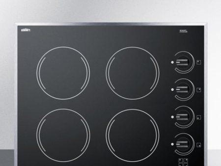 Summit CR424BL 24  Wide 4-Burner Electric Cooktop In Smooth Black Ceramic Glass Finish Sale