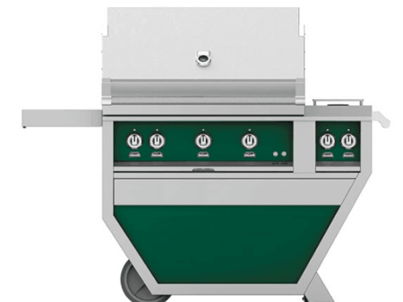 Hestan GMBR36CX2LPGR Hestan 36  Liquid Propane Gas Deluxe Freestanding Grill And Cart W  Double Side Burner Gmbr36Cx2 - Green (Custom Color: Grove) Sale