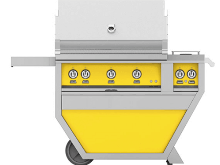 Hestan GABR36CX2LPYW Hestan 36  Liquid Propane Gas Deluxe Freestanding Grill And Cart W  Double Side Burner Gabr36Cx2 - Yellow (Custom Color: Sol) Discount