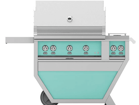 Hestan GABR36CX2LPTQ Hestan 36  Liquid Propane Gas Deluxe Freestanding Grill And Cart W  Double Side Burner Gabr36Cx2 - Turquoise (Custom Color: Bora Bora) Online Sale