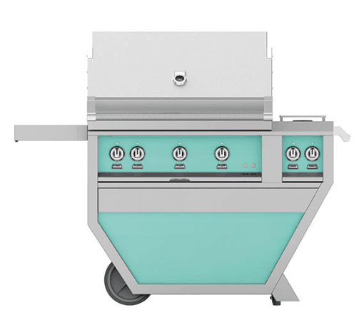 Hestan GABR36CX2LPTQ Hestan 36  Liquid Propane Gas Deluxe Freestanding Grill And Cart W  Double Side Burner Gabr36Cx2 - Turquoise (Custom Color: Bora Bora) Online Sale