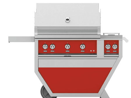 Hestan GABR36CX2LPRD Hestan 36  Liquid Propane Gas Deluxe Freestanding Grill And Cart W  Double Side Burner Gabr36Cx2 - Red (Custom Color: Matador) on Sale