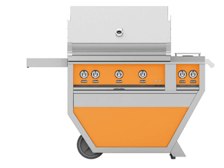 Hestan GABR36CX2LPOR Hestan 36  Liquid Propane Gas Deluxe Freestanding Grill And Cart W  Double Side Burner Gabr36Cx2 - Orange (Custom Color: Citra) For Discount