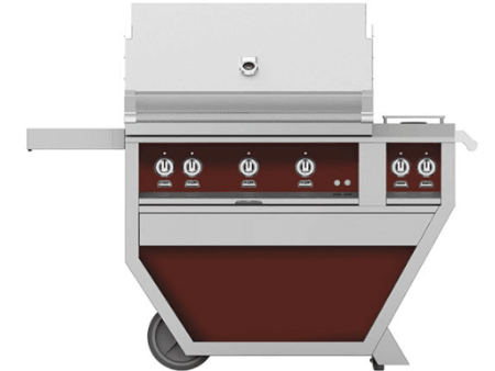 Hestan GABR36CX2LPBG Hestan 36  Liquid Propane Gas Deluxe Freestanding Grill And Cart W  Double Side Burner Gabr36Cx2 - Burgundy (Custom Color: Tin Roof) Fashion