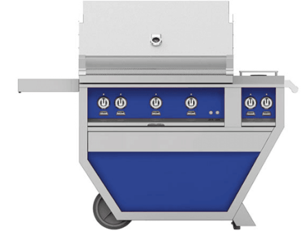 Hestan GABR36CX2LPBU Hestan 36  Liquid Propane Gas Deluxe Freestanding Grill And Cart W  Double Side Burner Gabr36Cx2 - Blue (Custom Color: Prince) Sale