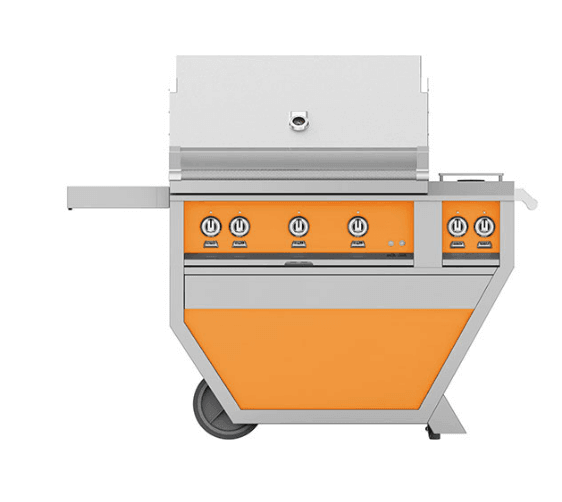 Hestan GMBR36CX2LPOR Hestan 36  Liquid Propane Gas Deluxe Freestanding Grill And Cart W  Double Side Burner Gmbr36Cx2 - Orange (Custom Color: Citra) Online now